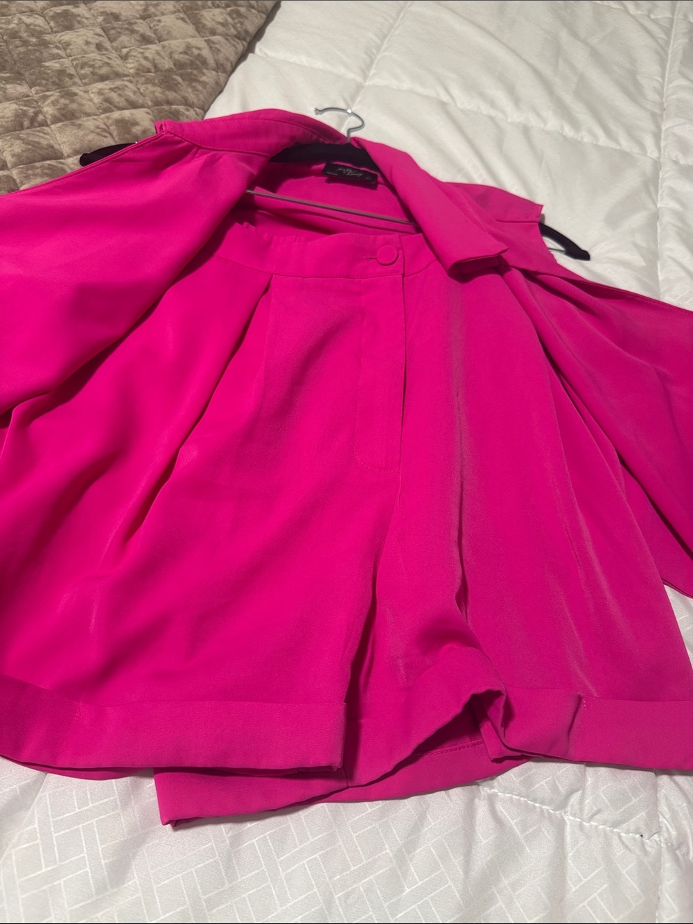 Bright Fuchsia Tie-Waist Shorts Set
